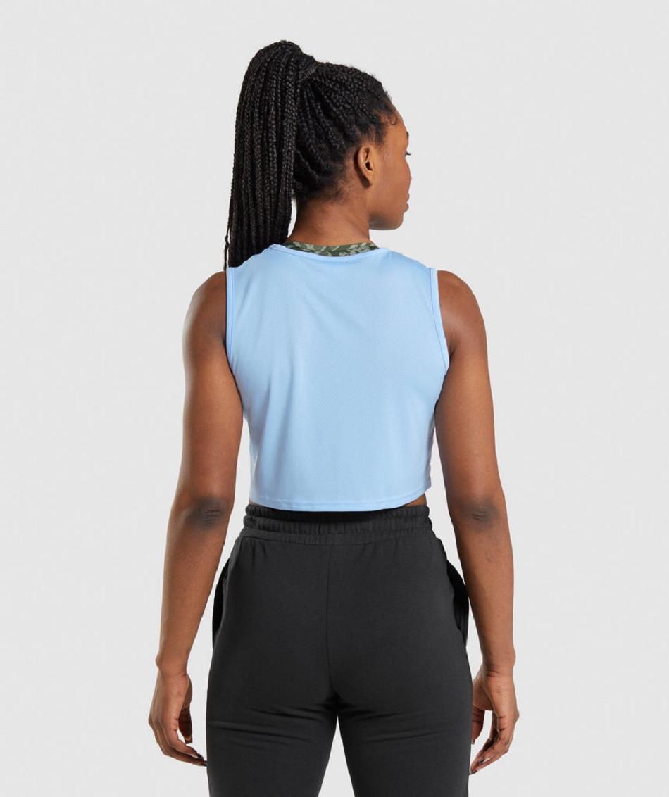 Camiseta Tirantes Gymshark Entrenamiento Crop Mujer Azules | CO 2339FDN